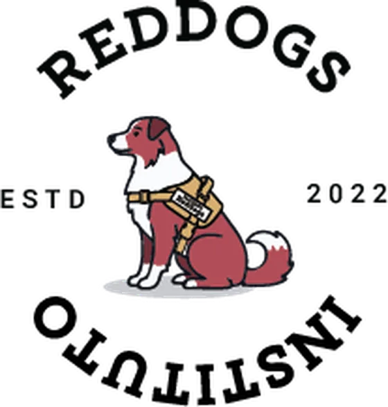 Emblema em preto com cão em vinho